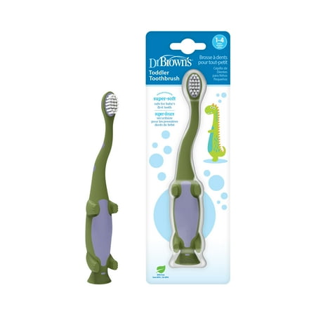 Dr. Brown's Baby & Toddler Training Toothbrush with Soft Bristles, Green Dinosaur, 1-4 Years, 1 Pack