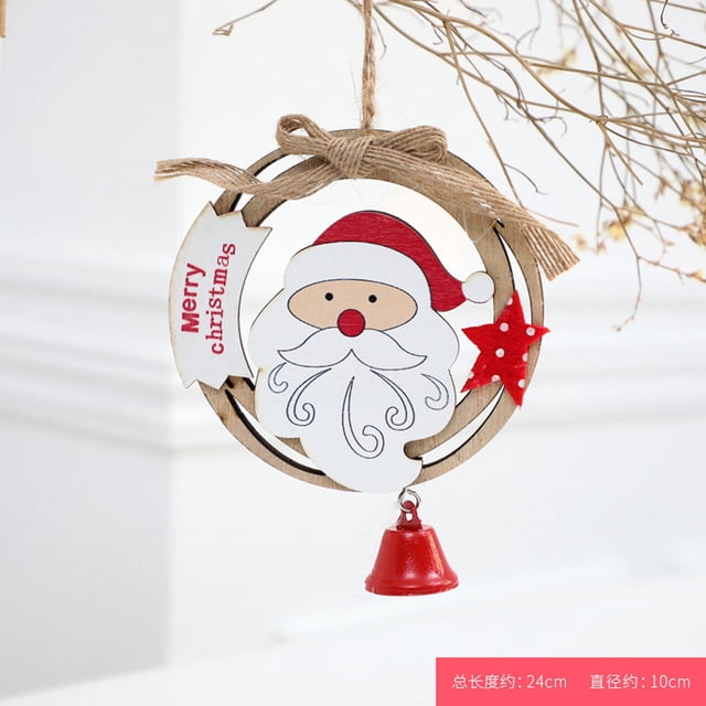 Juego de adornos navideños de madera • Decoraciones para el árbol de muñeco de nieve de Papá Noel y renos • Manualidades navideñas de 3 piezas con moño