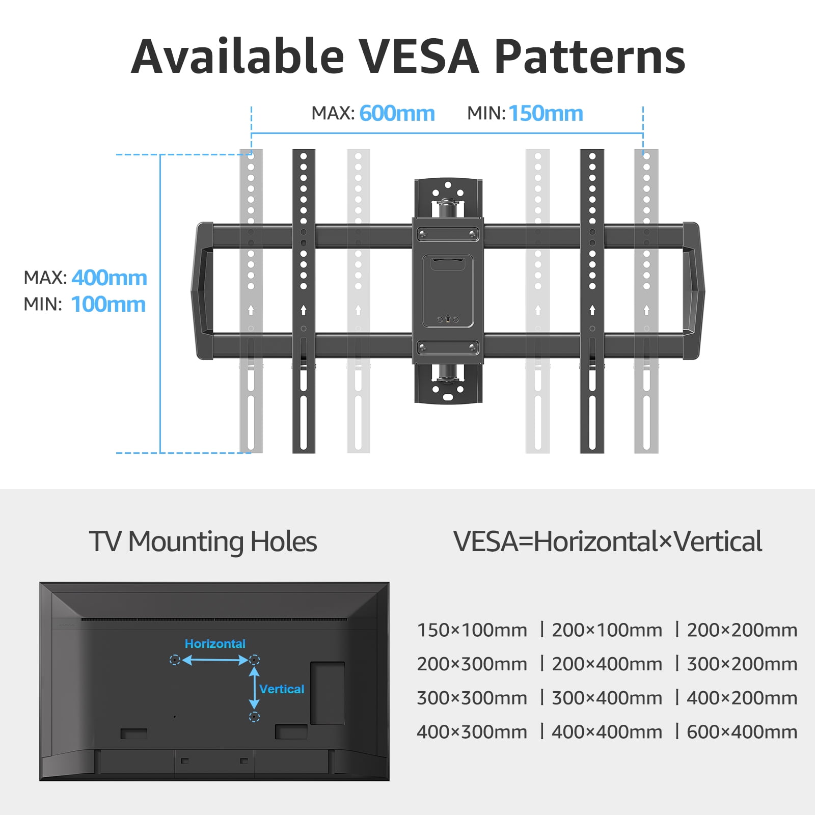 HOMOUNT Full Motion Long Arm TV Wall Mount for 42"-75" TVs, Corner TV Mount with 37.9" Extension Arm, TV Bracket with Articulating Swivel Tilt Single Stud, Max 600x400mm, Up to 99 lbs