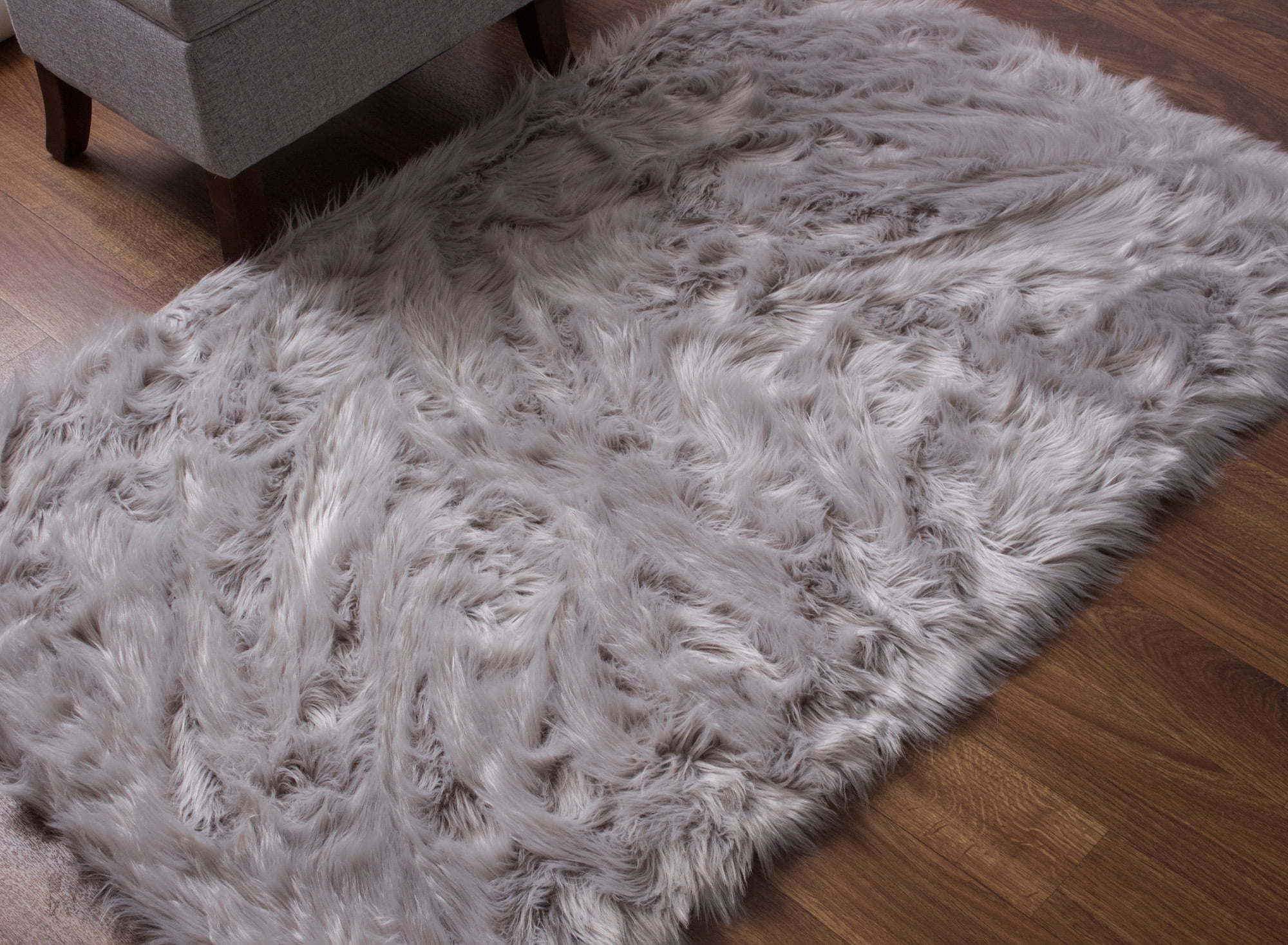 Ultra Soft Faux Sheepskin Fur Rug SER01 Gray 8' x 10'