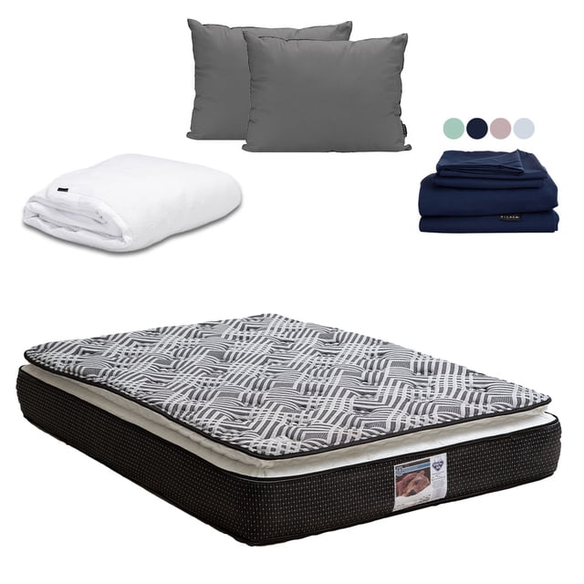 Colchón Queen Size Omega + Almohada 2Pack + Protector Cloud + Sabanas Softy