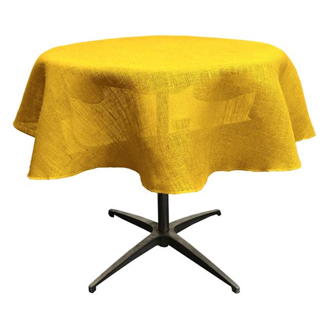 LA Linen TCBurlap51R-Yellow Nappe Ronde Teinte en Toile de Jute Naturelle, Jaune - 51 Po.