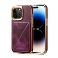 thumbnail image 2 of Card Holder Phone Case for iPhone 12 Pro Max Case Wallet with Stand, Vintage Oil Wax Faux Cowhide Leather Luxury Magnetic Cover for iPhone 12 Pro Max Soft Bumper Shockproof Plating Case, Purple, 2 of 10