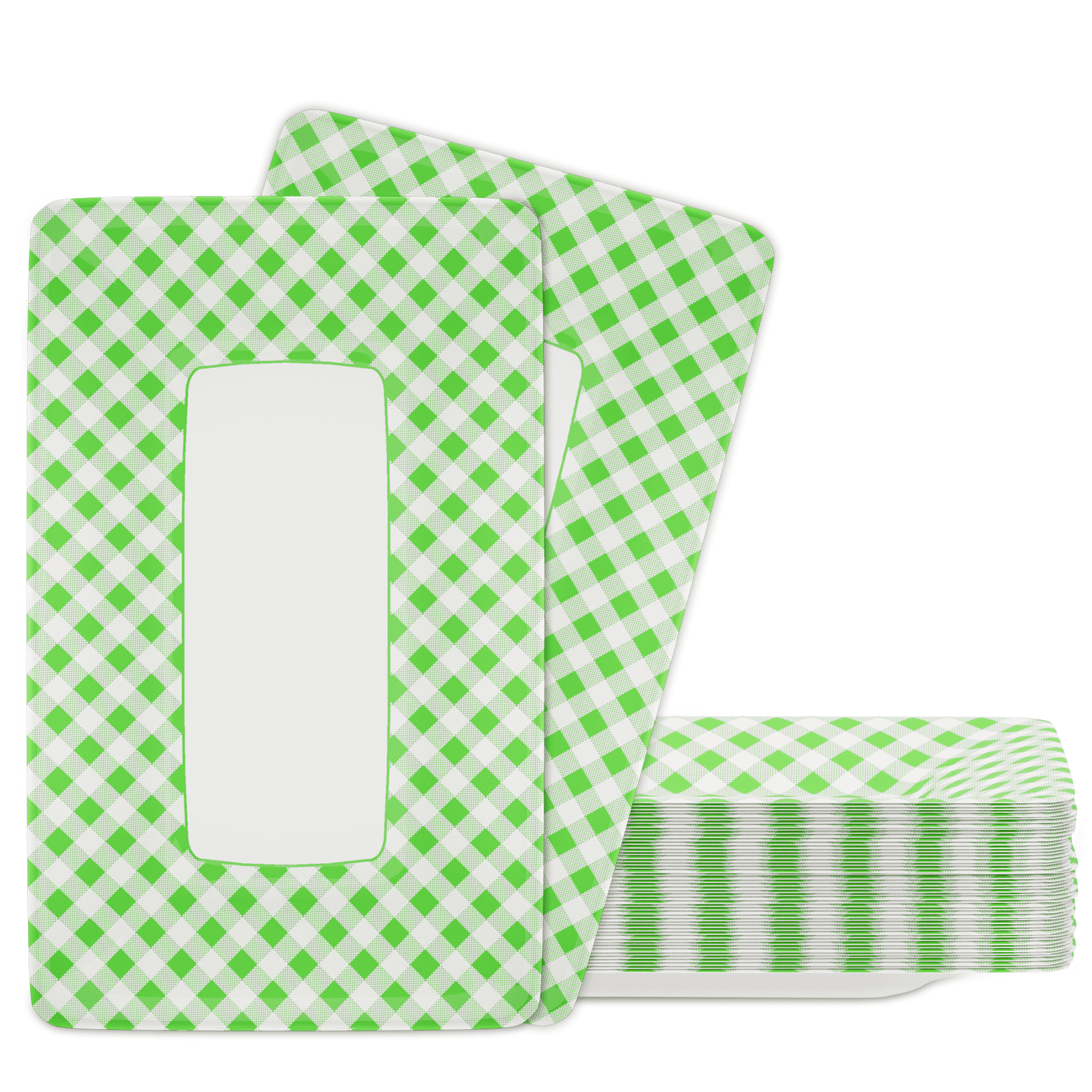 DYLIVeS 50 Count Green Gingham Paper Plates, Disposable Checkered Plaid