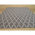 thumbnail image 3 of Handmade Wool Gray Transitional Trellis Reversible Modern Moroccan Kilim Rug, 3 of 3