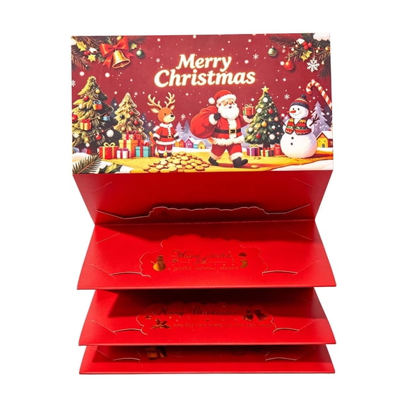 Fwttom Christmas Money Holders for Cash 6 Slots Christmas Cash Holders Exquisite Money Gift Card with Envelopes, Red