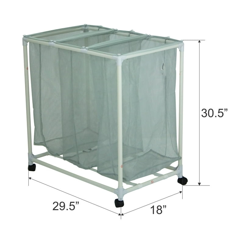 Mainstays 3 Bag Mesh Rolling Sorter Laundry Cart Soft Silver Walmart
