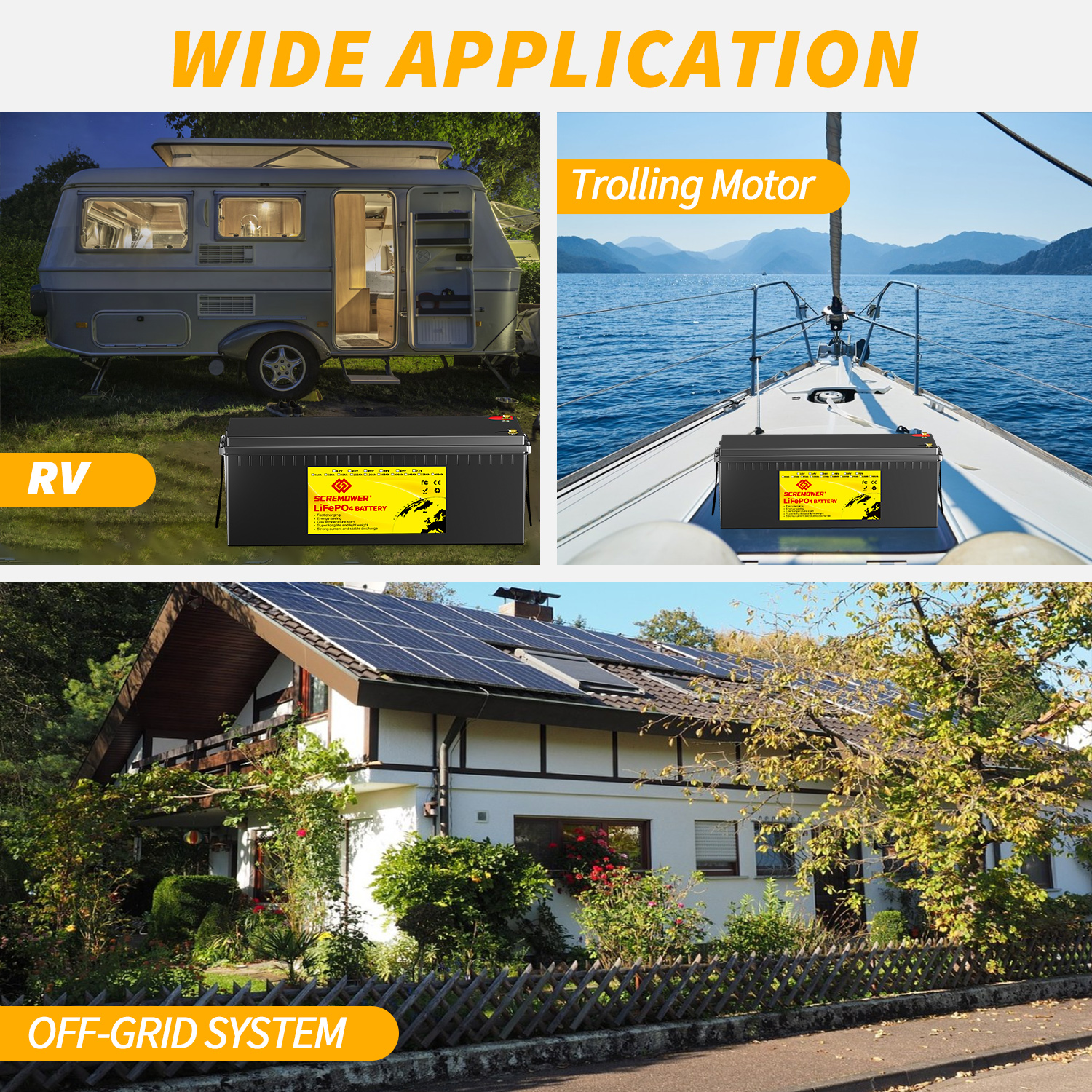 LiFePO4 Battery 48V 100AH,150A BMS RV Golf Cart Trolling Motor Camper Lithium Ion Batteries,SCREMOWER 15000 Deep Cycles Grade-A Cells