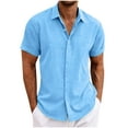 thumbnail image 1 of Dvkptbk Chemise à Col pour Hommes Boutons Ouverture et Fermeture Couleur Unie Manches Courtes Col Rabattu, 1 of 5