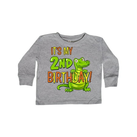 

Inktastic It s My 2nd Birthday with Cute Green Alligator Gift Toddler Boy or Toddler Girl Long Sleeve T-Shirt