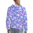 thumbnail image 7 of Fotbe Blue Skull Daisy Pattern Womens Long Sleeve Hoodie, Pullover Hooded Sweatshirt, Kangaroo Pocket Hoodie with Eye-catching Drawstrings-X-Large, 7 of 7