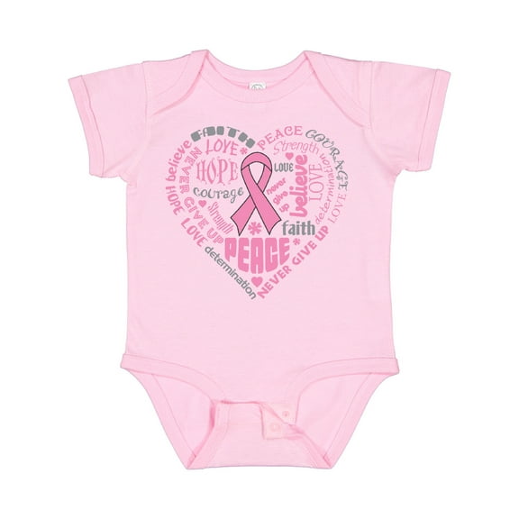 Inktastic Breast Cancer Awareness Heart Words Boys or Girls Baby Bodysuit