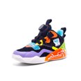 thumbnail image 3 of Woobling Unisexe Enfant Espadrilles Confortables Sport Confortables Bout Rond Chaussures de Basketball Respirantes Chaussure de Course Noir Violet 1Y, 3 of 9