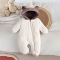 thumbnail image 2 of Baby Winter Fleece Lined Snowsuit Quilted Bear Ear Hooded Romper Full Zipper Warm Jumpsuit Outfit, 2 of 7