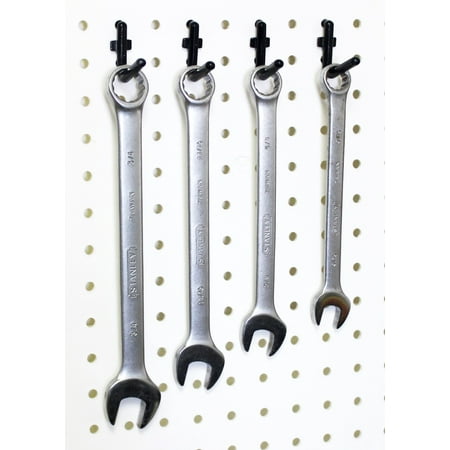 Wall Peg Hook Kit - L Style Pegboard Hooks Tool Storage Garage Organizer Choice Black or White (Best Way To Organize Tools On A Pegboard)