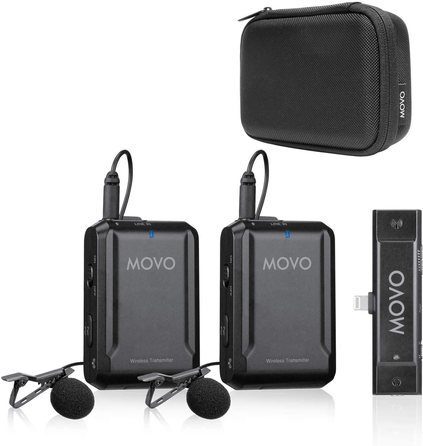 Movo EDGEDIDUO Dual Wireless Lavalier Microphone System Compatible with iPhone and iPad