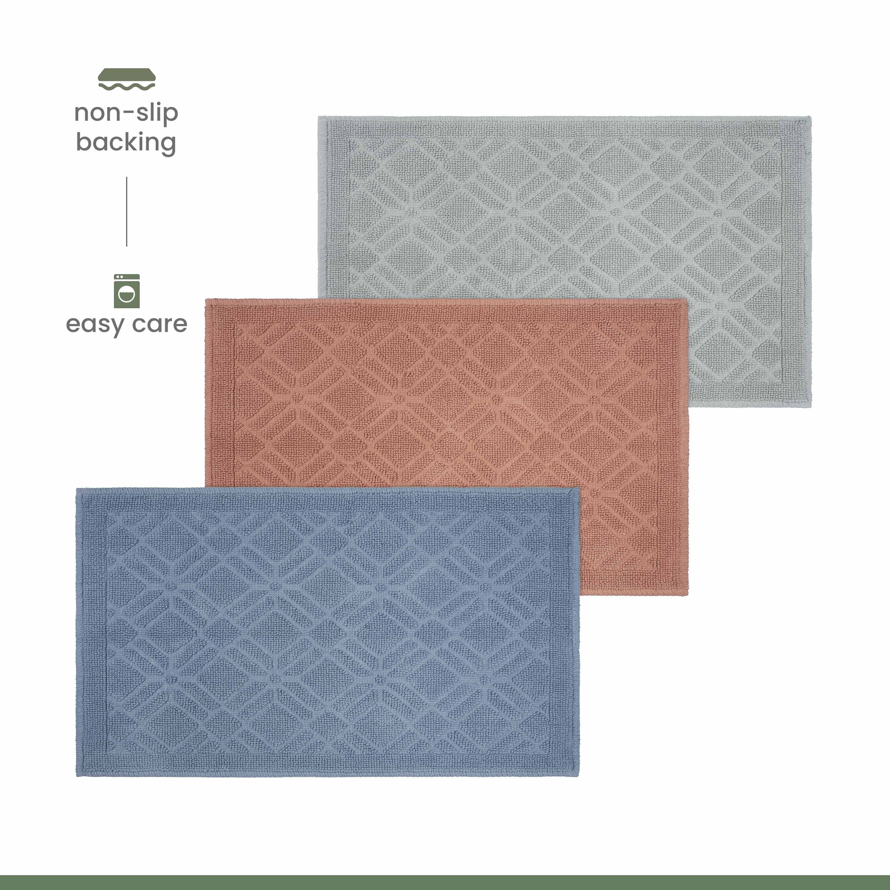 Martex Restore Geometric Cotton Bath Rug, 20" x 32", Geo Grey