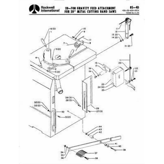 Delta Rockwell BS4D 28780 Gravity Feed Attachment 20" Metal Cutting BSaws REPRINT