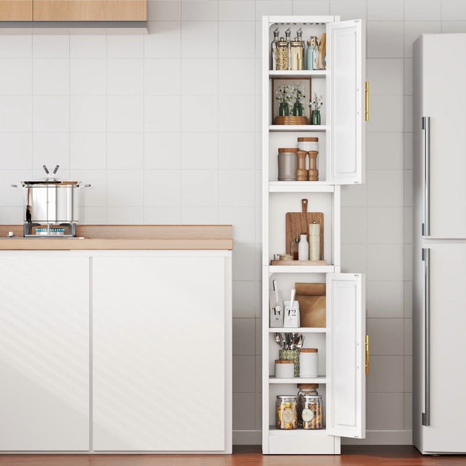 Ero 67" Metal Storage Cabinet with Lock, Tall Narrow Office File Cabinets with 2 Doors & 4 Adjustable Shelves