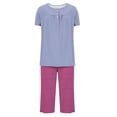thumbnail image 5 of Aqestyerly Ensemble de Pyjama, Blouse Décontractée à Manches Courtes et Col Rond pour Femmes avec Pantalon Assorti pour Pyjama Confortable/violet(S), 5 of 5