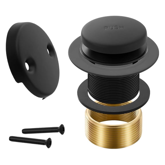 Matte Black Bath Tub Drain and Overflow Kit, Universal All Metal Tip-Toe Bathtub Drain Replacement Kit with Fine/Coarse Thread
