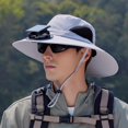 thumbnail image 2 of Ticikt Solar Fan Hat,Wide Brim Solar Fan Outdoor Fishing Hat,Men Sun Hat with 1 Solar Fans Fishing Hats, Adjustable Fans Hats,Color:Light Gray, 2 of 4