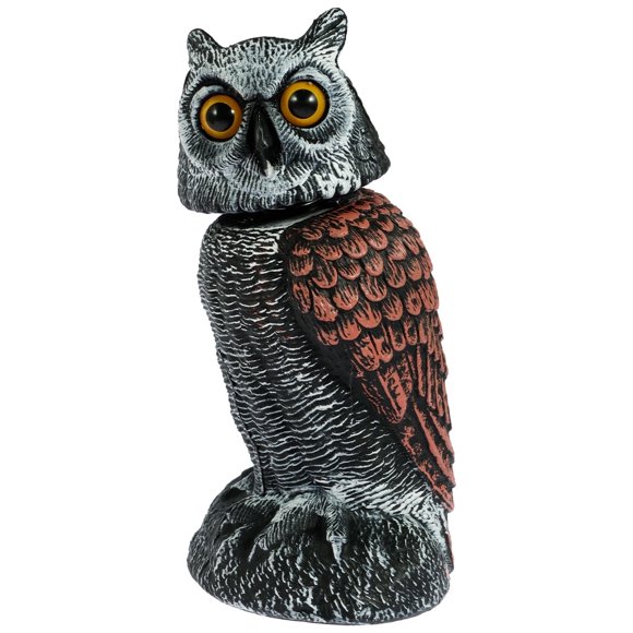 Qenwkxz Fake Owl Decoys to Scare Birds Away from Gardens and Patios, Rotating Head Owl Bird Deterrents, Nature Enemy Scarecrow Plastic Owl Statues, Pest Repellent, Pigeon Deterrent