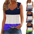 thumbnail image 2 of Gnshining Summer Camisole Tops for Women Loose Sleeveless Going Out Tops Elastic Solid Color Block Tank Tops Crew Neck Tunic Pullovers, 2 of 5