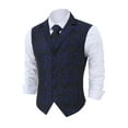 thumbnail image 2 of Men's Paisley Suit Vest and Tie Set Classic Floral Necktie Pocket Square Gothic Waistcoat for Tuxedo, 2 of 5