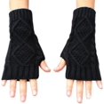 thumbnail image 2 of Women Winter Warm Knit Fingerless Gloves Hand Crochet Thumbhole Arm Warmers Mittens, 2 of 7