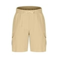 thumbnail image 3 of Men's Linen Cargo Shorts Lightweight Drawstring Elastic Waist Shorts Breathable Quick-Dry for Summer Casual Beach Hiking Workout Shorts, 3 of 5