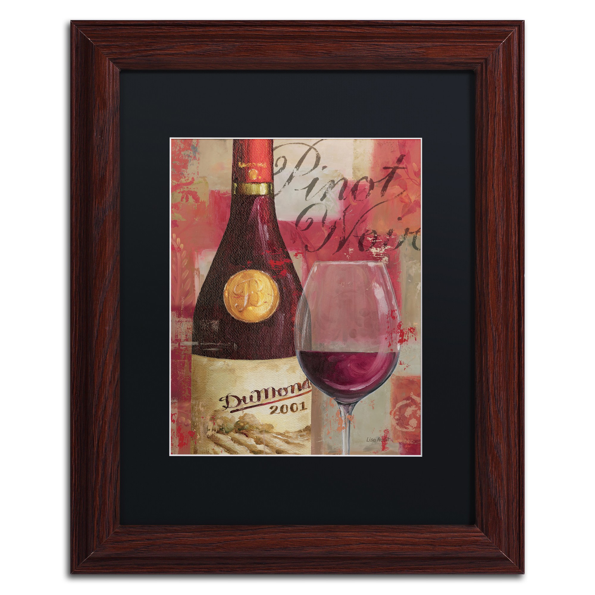 Trademark Fine Art "Vin Abstract I" Canvas Art by Lisa Audit, Black Matte, Wood Frame