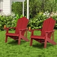 thumbnail image 3 of Topbuy 4PCS Adirondack Chair HIPS Chair w/Cup Holder Realistic Wood Grain Weather Resistant Outdoor Chair for 380 LBS Weight Capacity Red, 3 of 10