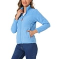 thumbnail image 4 of INSPIRE CHIC Full Zip Fleece Jacket for Women's Long Sleeve High Neck Winter Warm Coat XL Blue, 4 of 6