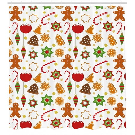 Gingerbread Man Shower Curtain Festive Christmas Icons Graphic