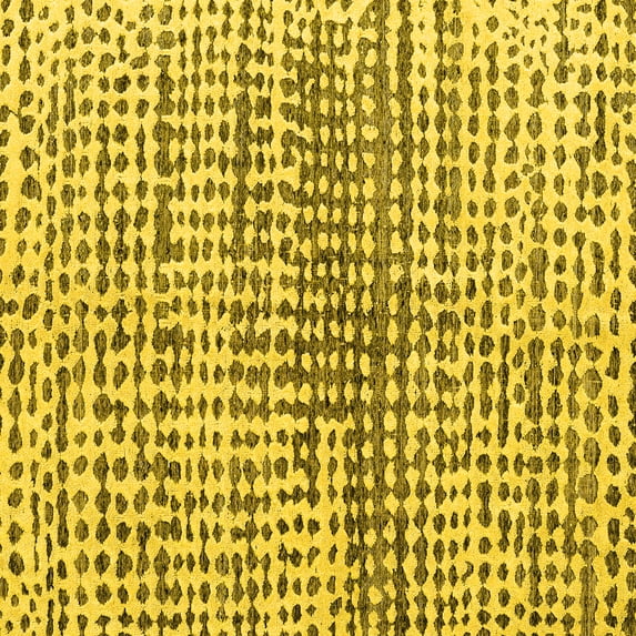 Ahgly Company Machine Washable Indoor Square Solid Yellow Modern Area Rugs, 6' Square