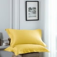 thumbnail image 4 of Ntbay 2 Pack 1800 Thread Count Cotton Standard Pillow Shams, Super Soft and Breathable Oxford Pillowcases for Bed, 20"x26", Yellow, 4 of 5