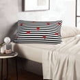 thumbnail image 6 of Sikiie Ladybugs on Black and White Striped Print Plush Pillow Cover, Wrinkle-proof and Stain-resistant Pillow Protector without Pillow Core, Home Decoration-14"x20", 6 of 6