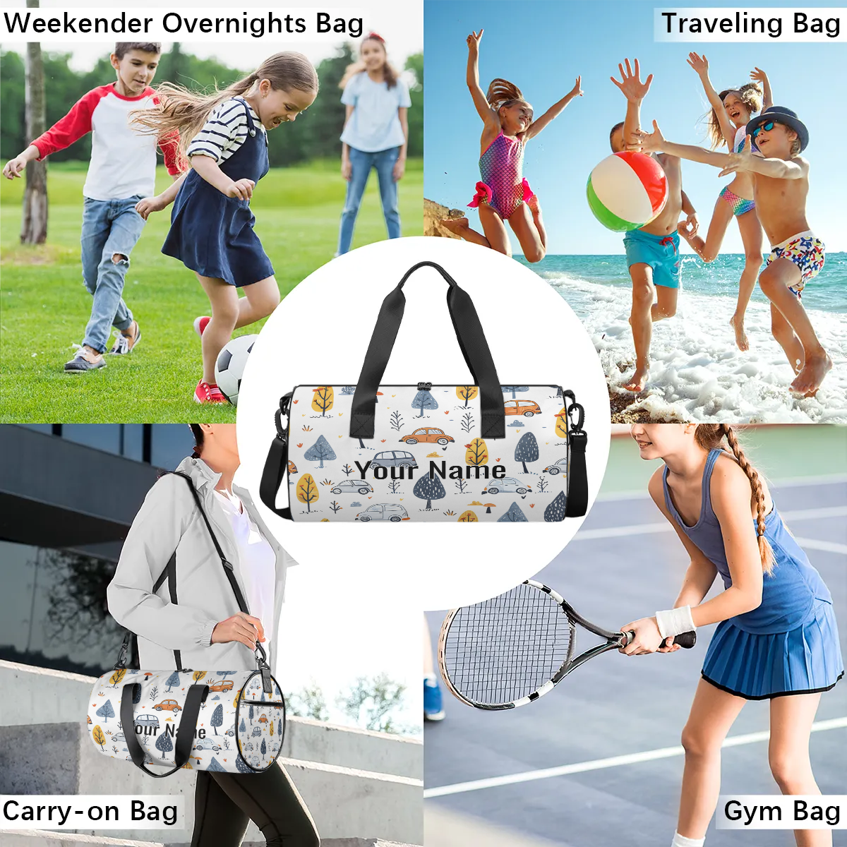 Qzjjjmy Sports Gym Bag for Kids FoldableCartoon Sport Duffel Bag Teen Boys Carry On Sports Travel Bag