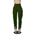 thumbnail image 4 of XFLWAM Women's High Waist Fringe Pants Bodycon Sweatpants Bodycon Casual Side Tassel Long Pencil Bottoms Solid Color Knitted Tassel Pants Army Green S, 4 of 4