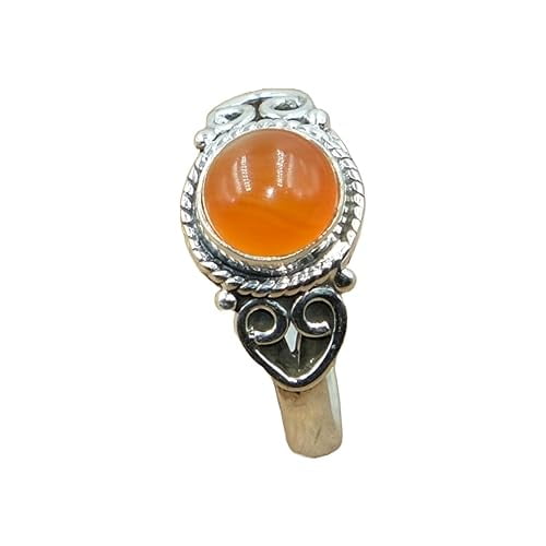 Natural Carnelian 925 Sterling Silver Handmade Wedding Engagement Ring Gift Jewelry
