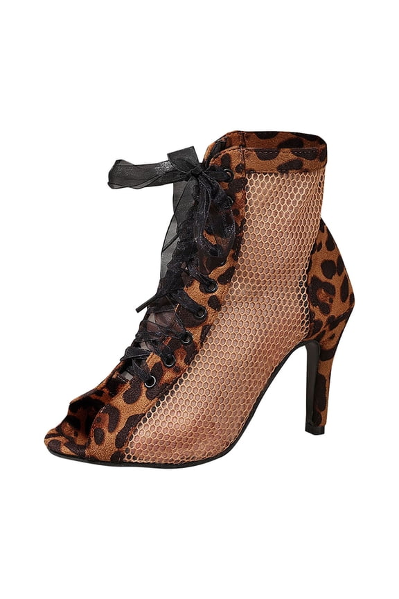 Women Dancing Boots Latin Ballroom Ankle Dance Shoes Wedding Party Heeded Sandals