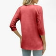 thumbnail image 6 of Guieoi Womens Tops Plus Size Womens Button V-neck Three Quarter Sleeve 3/4 Sleeve Raglan T-shirt Loose Top Pink Black*Friday/Cyber*Monday, 6 of 8