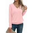 thumbnail image 4 of FUNING Womens V Neck Long Sleeve Shirts Casual Banded Hem Tops Basic Tees Spring Fall Clothes 2025, 4 of 6
