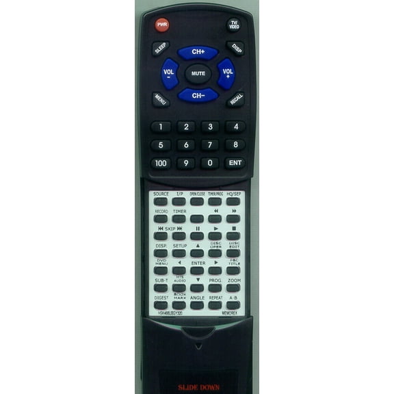 Replacement Remote for MEMOREX HS-K466UB-GY-320, HSK466UBGY320, RTHSK466UBGY320, HS-T466MB-GY-32, HST466MBGY32, MVDR2102, MVDR2102A, DVDR2102