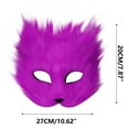 thumbnail image 3 of Needhep Mask Set Tail Cat Mask Furry Mask ＆ 27 * 20 * 4cm Long Fox Tail Wolf Mask Keychain Half Face Masquerade Mask for Cosplay Fancy Party Cat Masks Masks made (Purple), 3 of 9