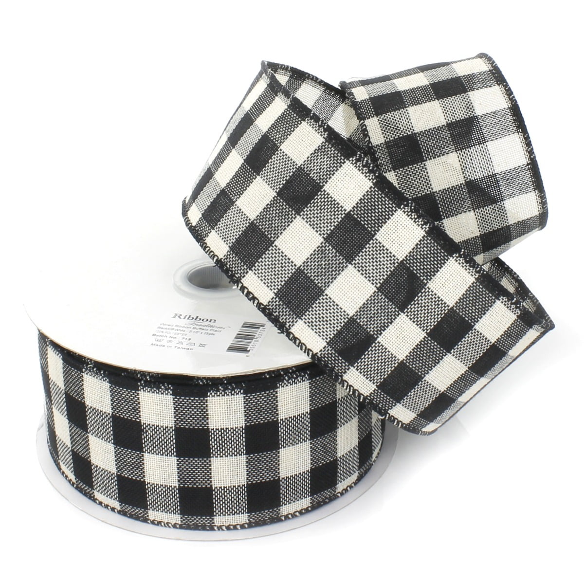 4 Yards Rolled-up Buffalo Plaid heavy gauge Wired Ribbon 2-1/2" Choose Color 