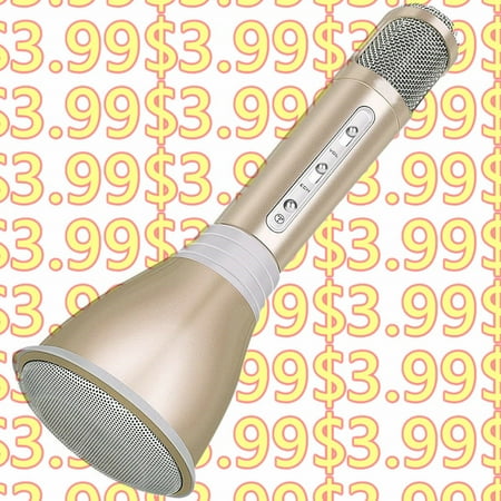 Limited Time Offer K068-BLUTOOTH-SPKMICPH bl uetooth Wireless Speaker Handheld Microphone for Karaoke Singing compatible with Apple ip hone Android Smartphone Cellphones, Gold