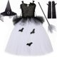 thumbnail image 3 of Disfraz de bruja vampiro para Halloween para niños, vestidos de fiesta de carnaval, reina malvada, disfraz de princesa con tutú, ropa elegante para niñas, 3 of 5
