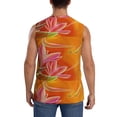 thumbnail image 4 of Lsque Orange Flower Psychedelic Print Men's Cotton Blend Sleeveless Muscle Shirts (S-3XL)- Moisture Wicking, Odor Protection, UPF 30+,Medium, 4 of 8